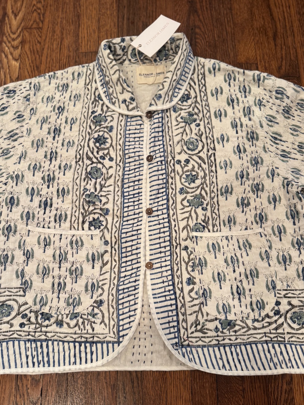 Eleanor James NWT Quilted Birdie Floral-Print Jacket Button Closure XS Small - Picture 4 of 9